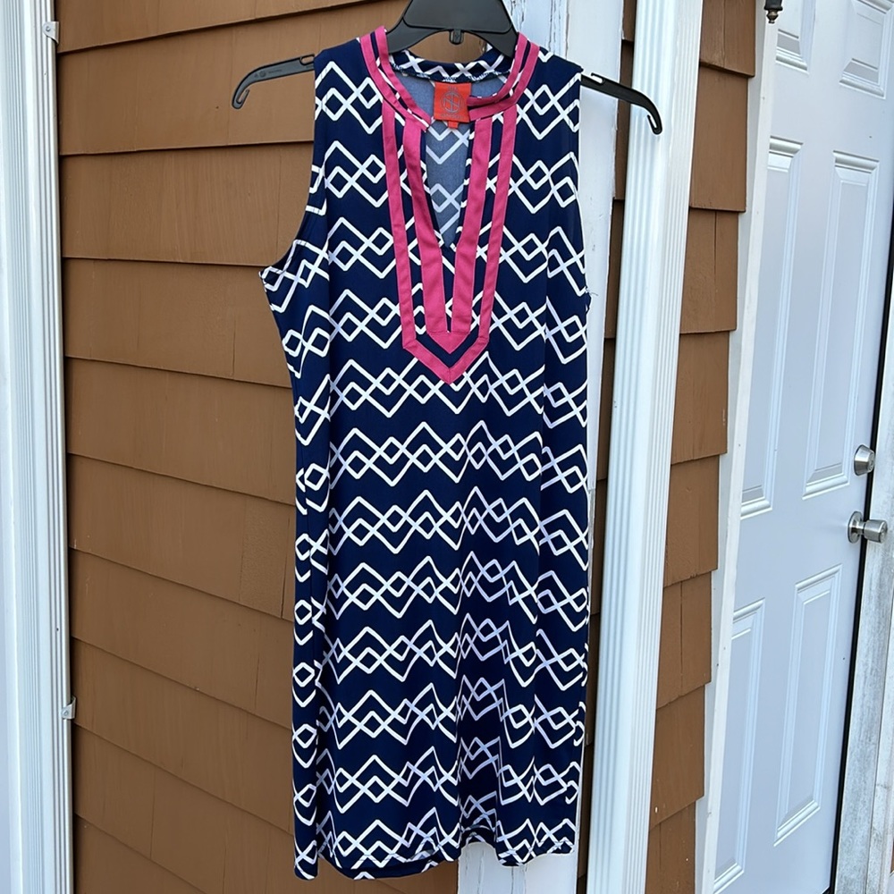 Tracy Negosian Printed Blue Sheath Dress